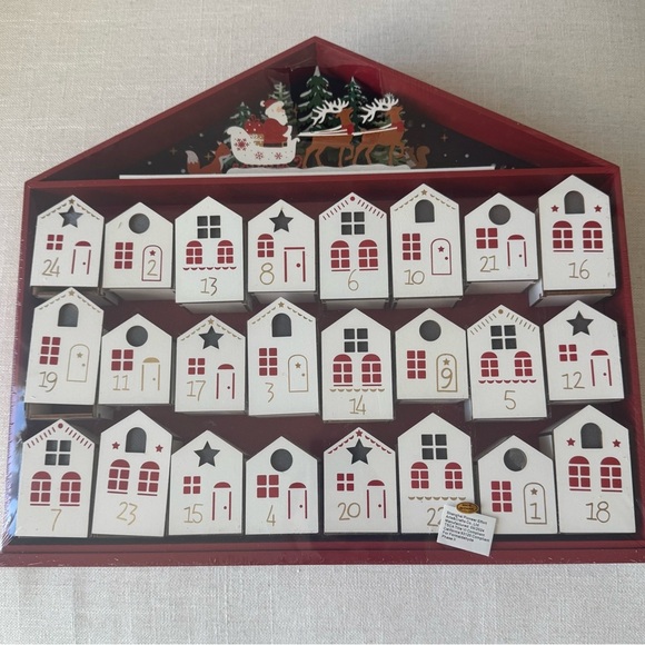 Extra-Large Wooden Advent Calendar with LED Lights. New With Box.17.42"L x 2.6"W - Picture 8 of 10